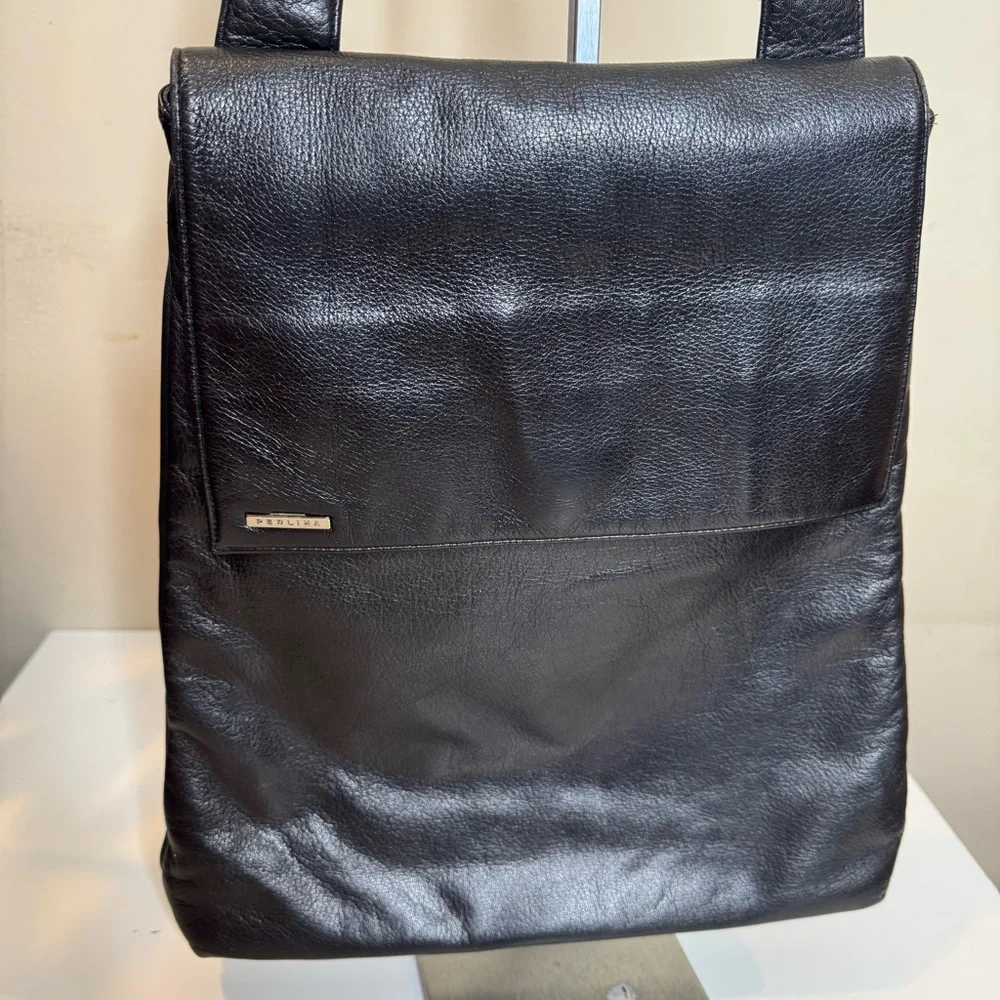 Perlina New York Black Leather Shoulder Bag